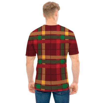 Red Green And Yellow Stewart Print Men's T-Shirt
