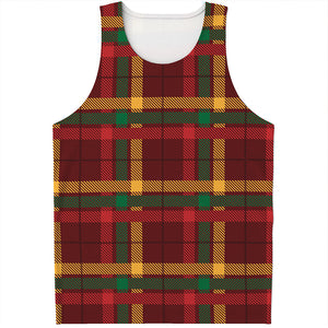 Red Green And Yellow Stewart Print Men's Tank Top