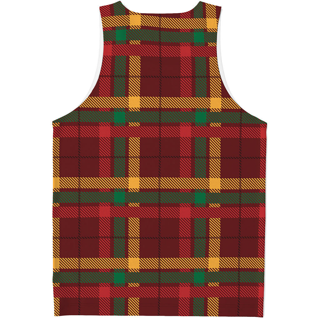 Red Green And Yellow Stewart Print Men's Tank Top