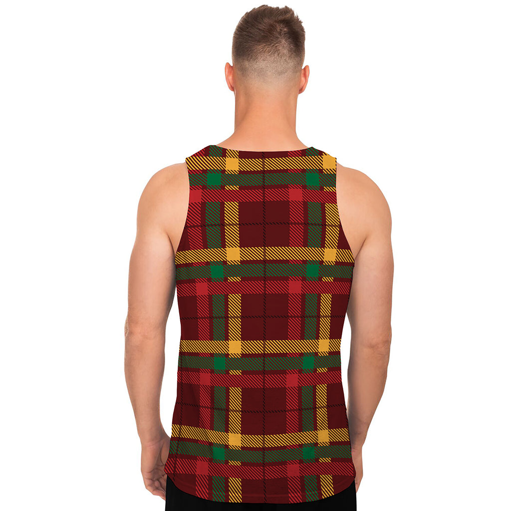 Red Green And Yellow Stewart Print Men's Tank Top