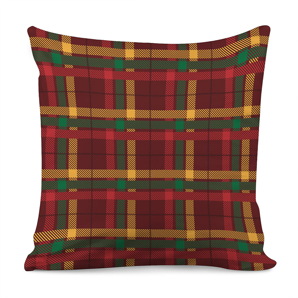 Red Green And Yellow Stewart Print Pillow Cover