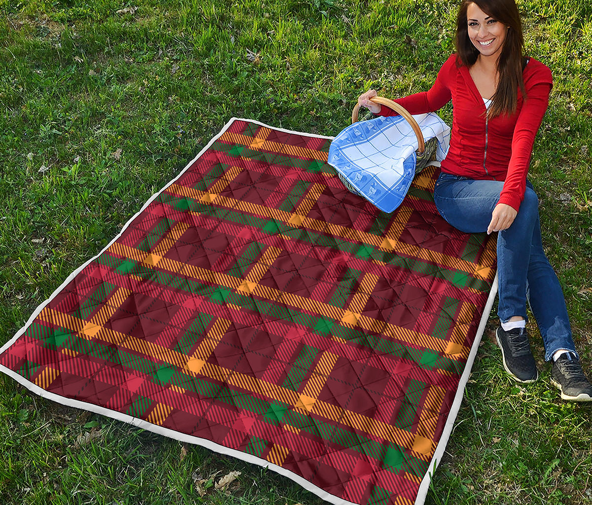 Red Green And Yellow Stewart Print Quilt