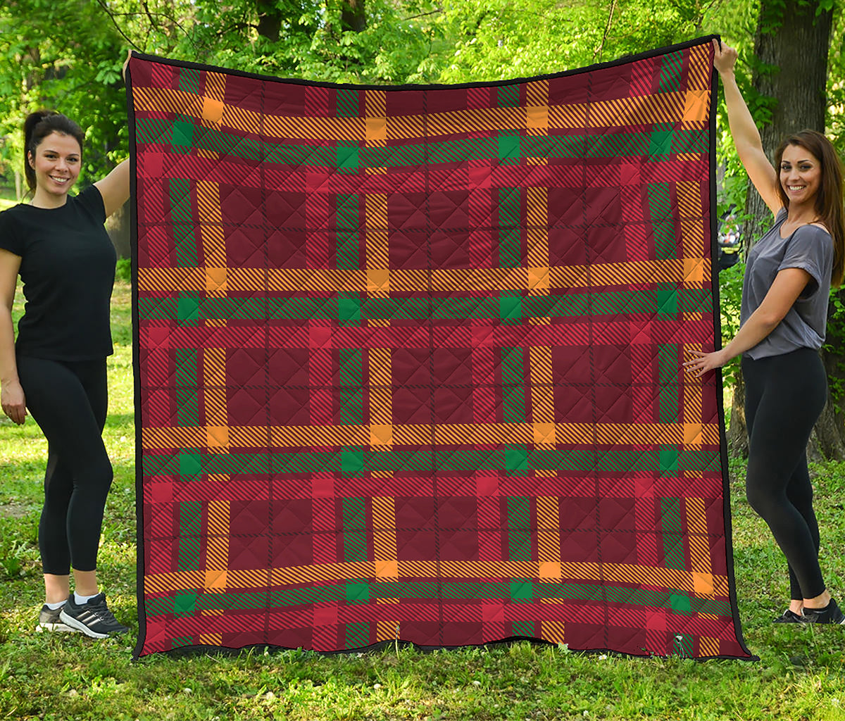 Red Green And Yellow Stewart Print Quilt