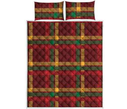 Red Green And Yellow Stewart Print Quilt Bed Set