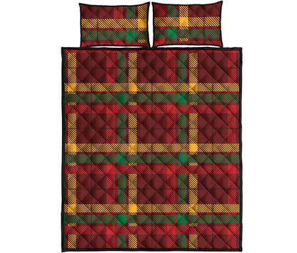 Red Green And Yellow Stewart Print Quilt Bed Set