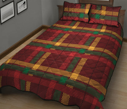 Red Green And Yellow Stewart Print Quilt Bed Set
