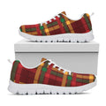 Red Green And Yellow Stewart Print White Running Shoes