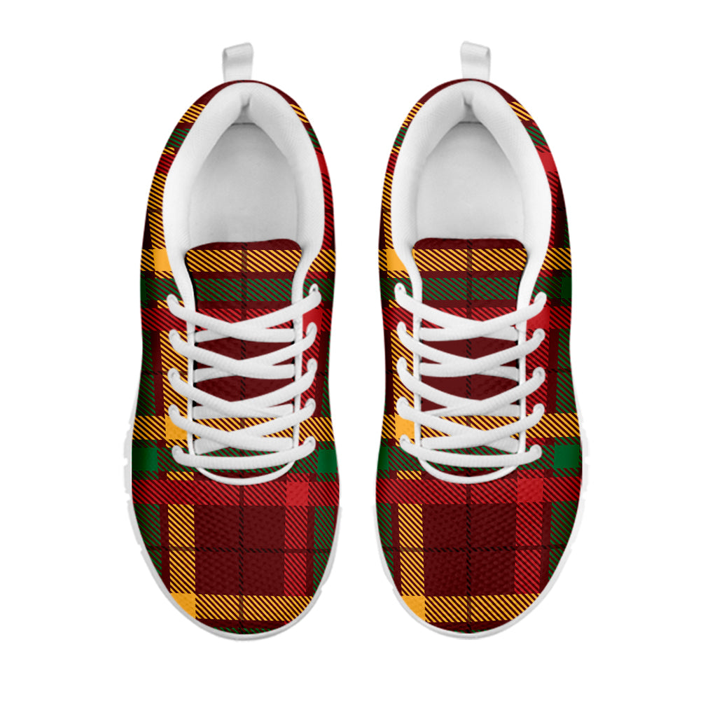 Red Green And Yellow Stewart Print White Sneakers