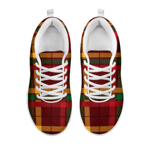 Red Green And Yellow Stewart Print White Sneakers