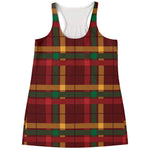 Red Green And Yellow Stewart Print Women's Racerback Tank Top