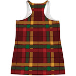 Red Green And Yellow Stewart Print Women's Racerback Tank Top