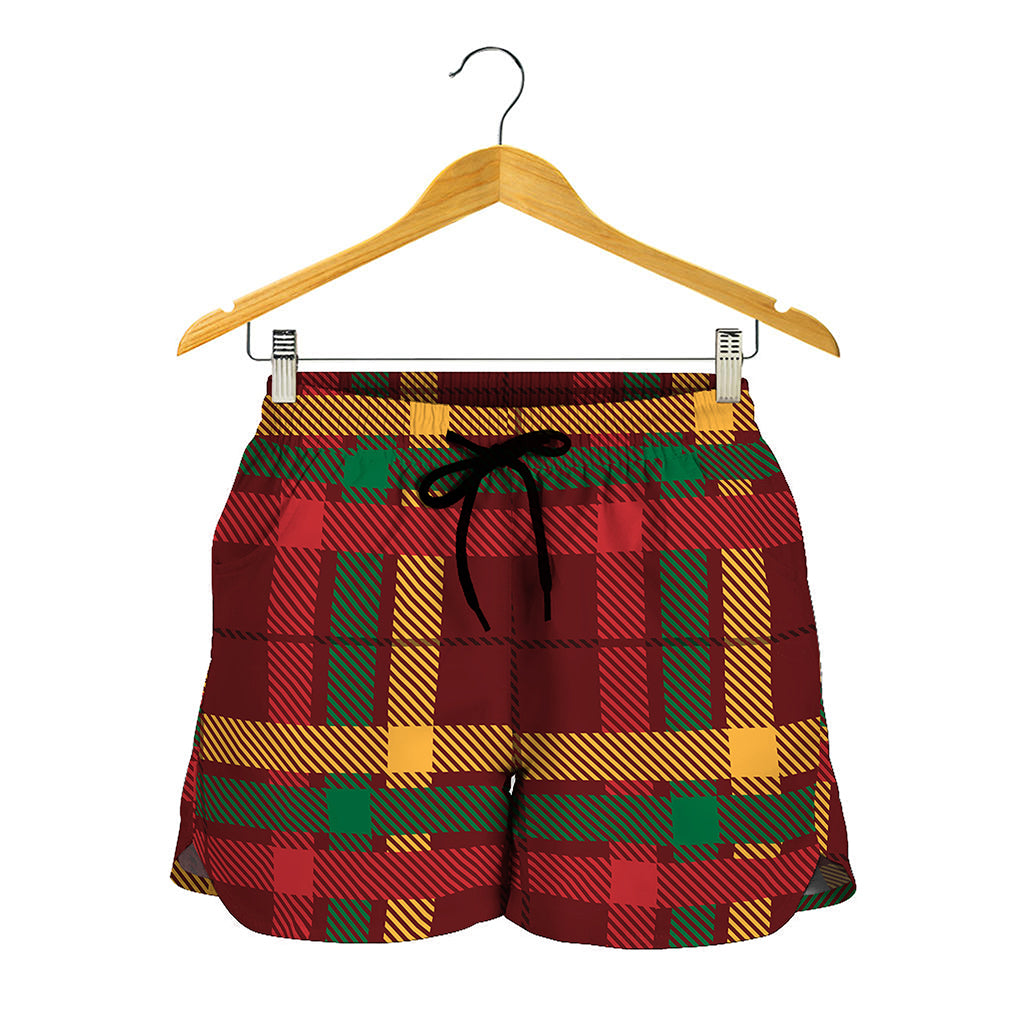 Red Green And Yellow Stewart Print Women's Shorts