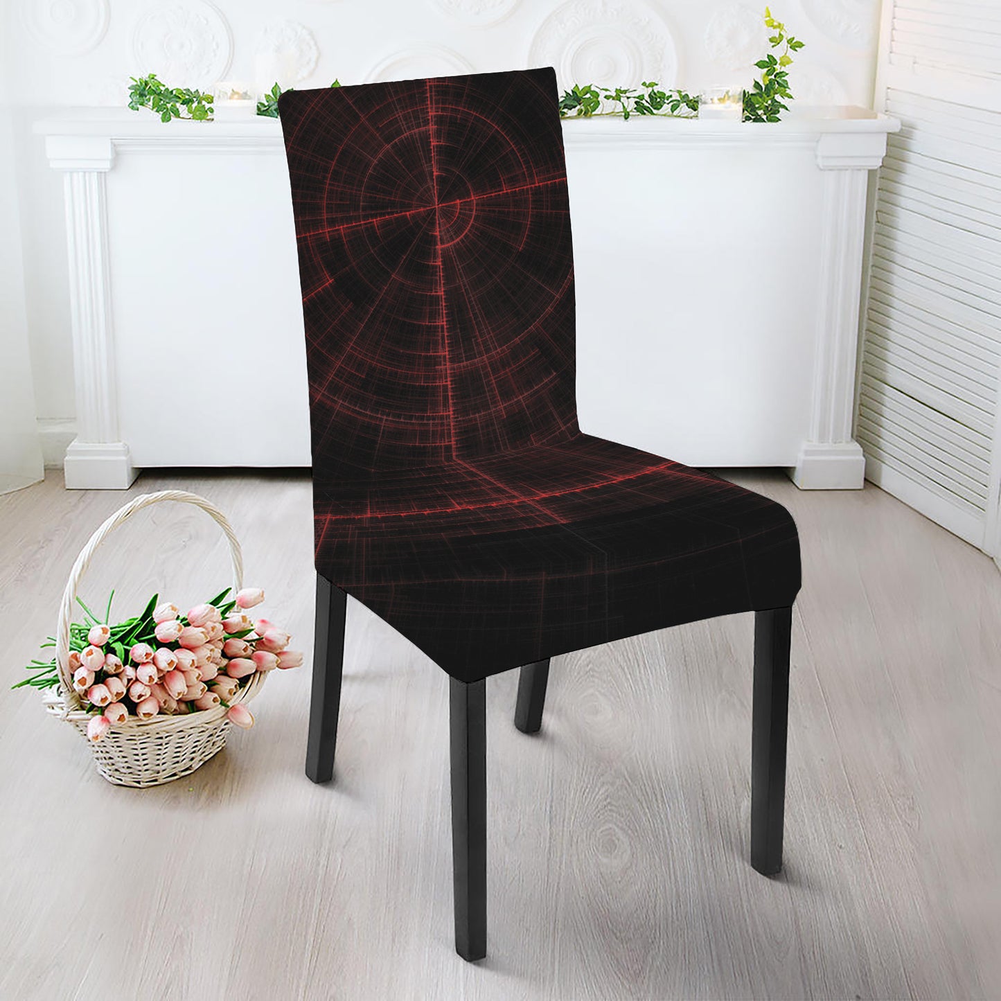 Red Gun Sight Print Dining Chair Slipcover