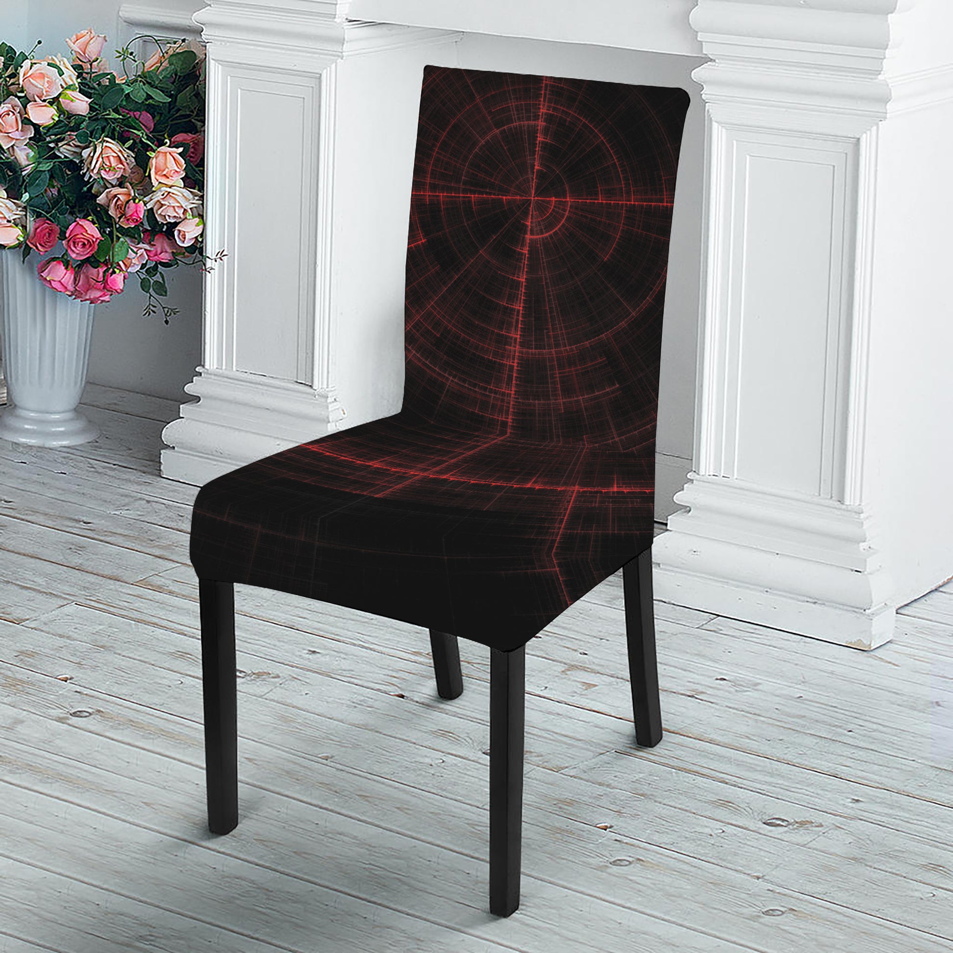 Red Gun Sight Print Dining Chair Slipcover