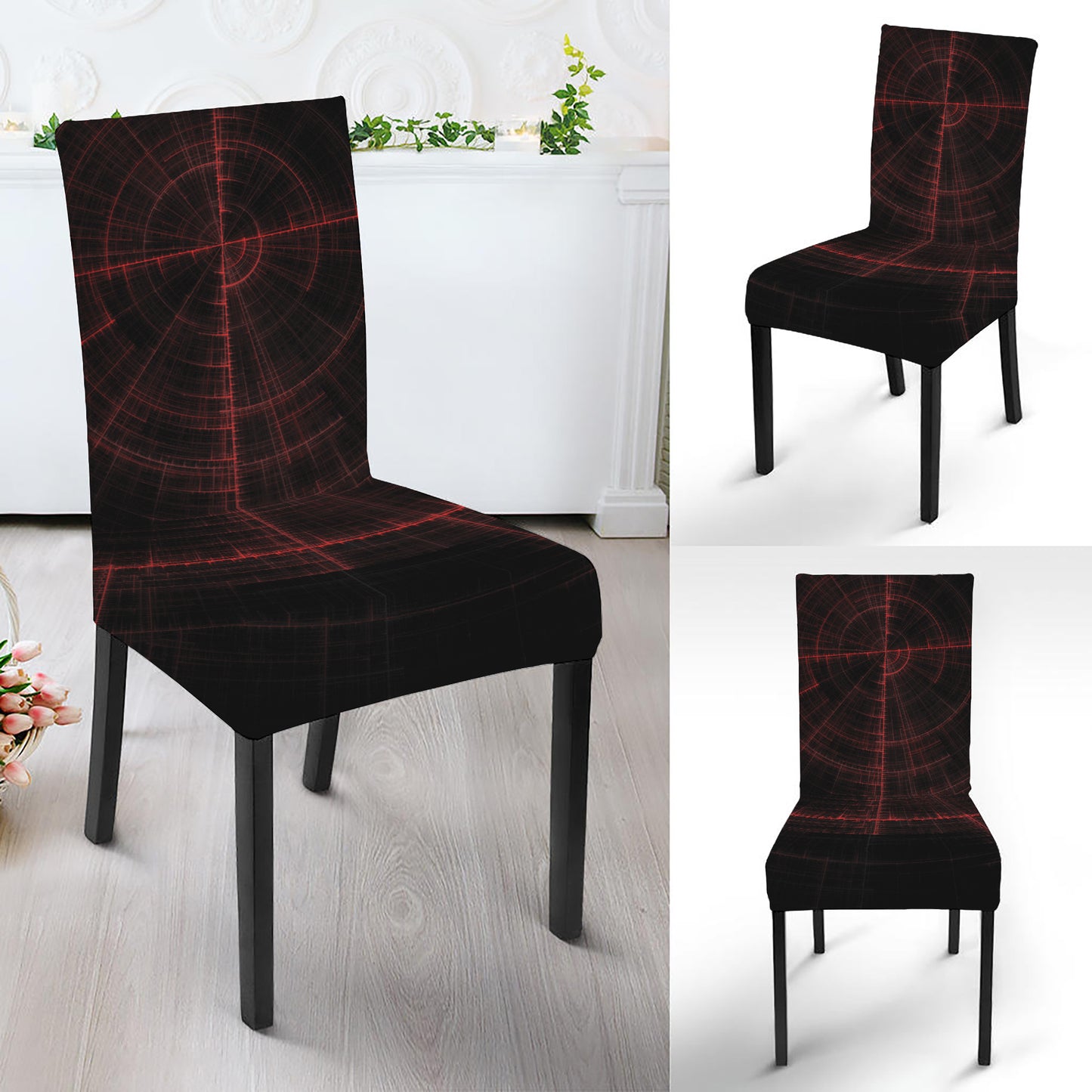 Red Gun Sight Print Dining Chair Slipcover