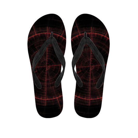 Red Gun Sight Print Flip Flops