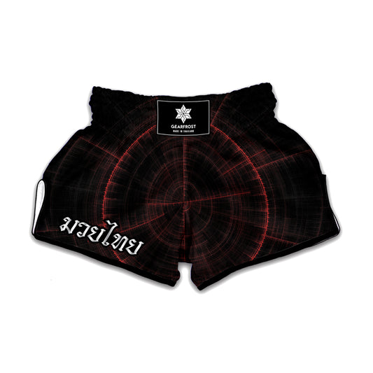 Red Gun Sight Print Muay Thai Boxing Shorts