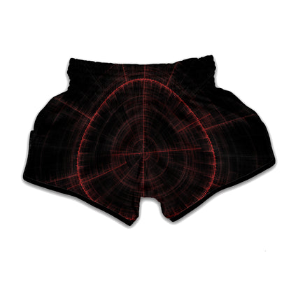 Red Gun Sight Print Muay Thai Boxing Shorts