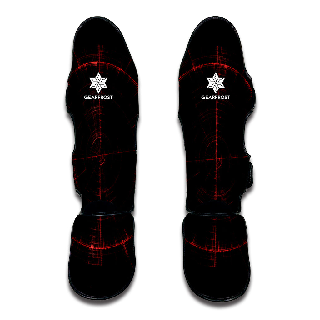 Red Gun Sight Print Muay Thai Shin Guard