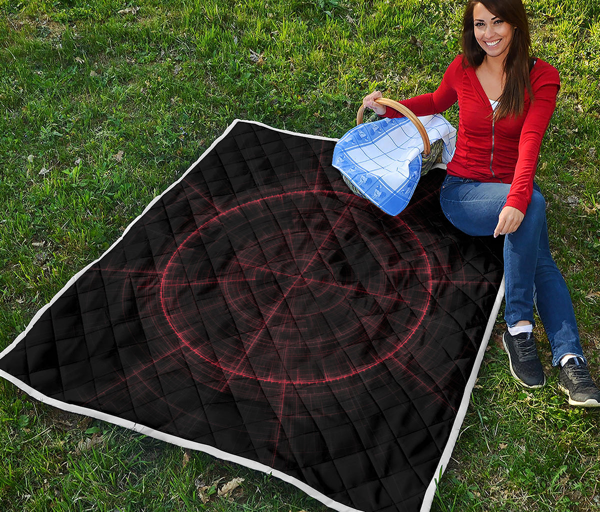 Red Gun Sight Print Quilt