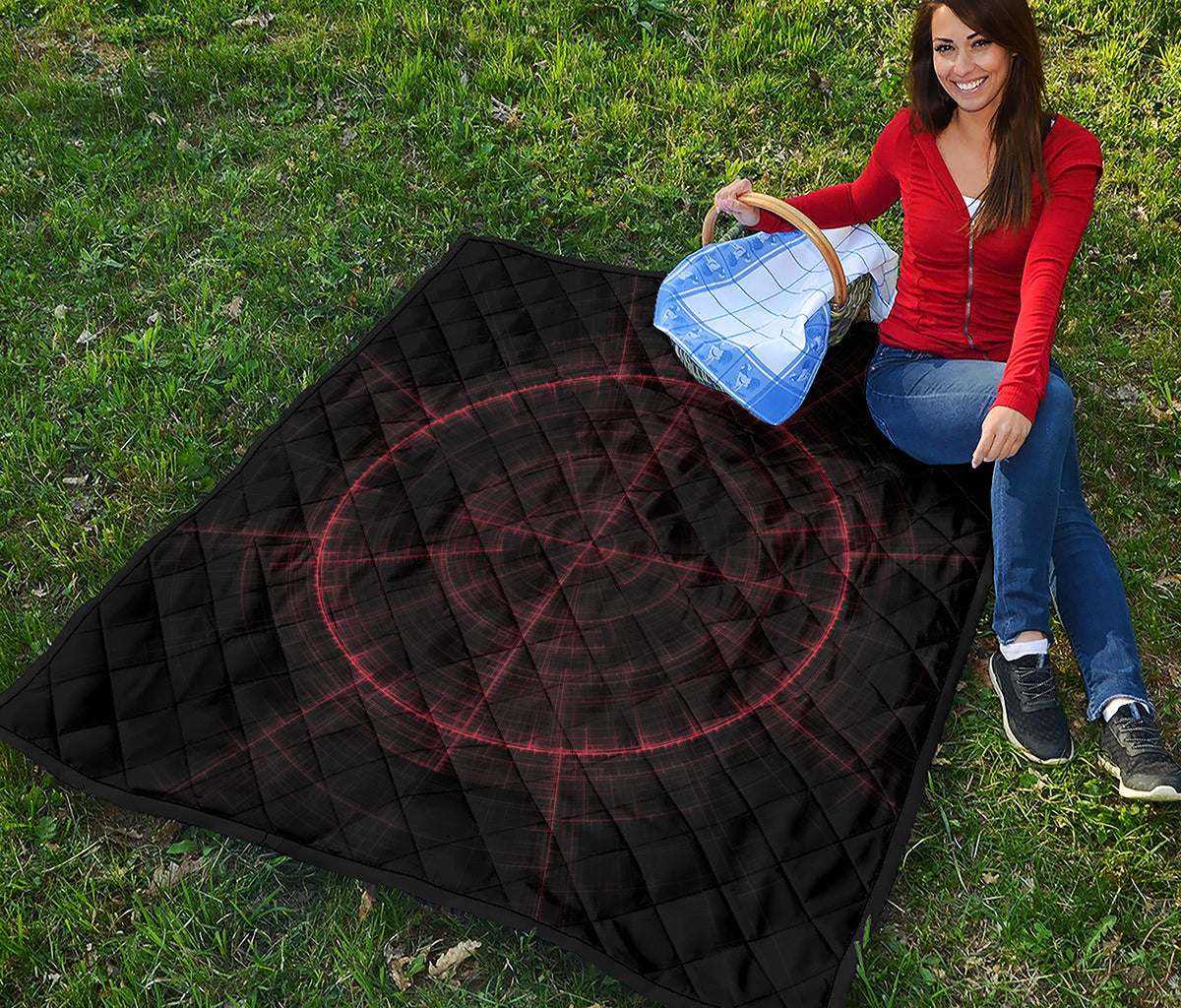 Red Gun Sight Print Quilt