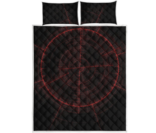 Red Gun Sight Print Quilt Bed Set