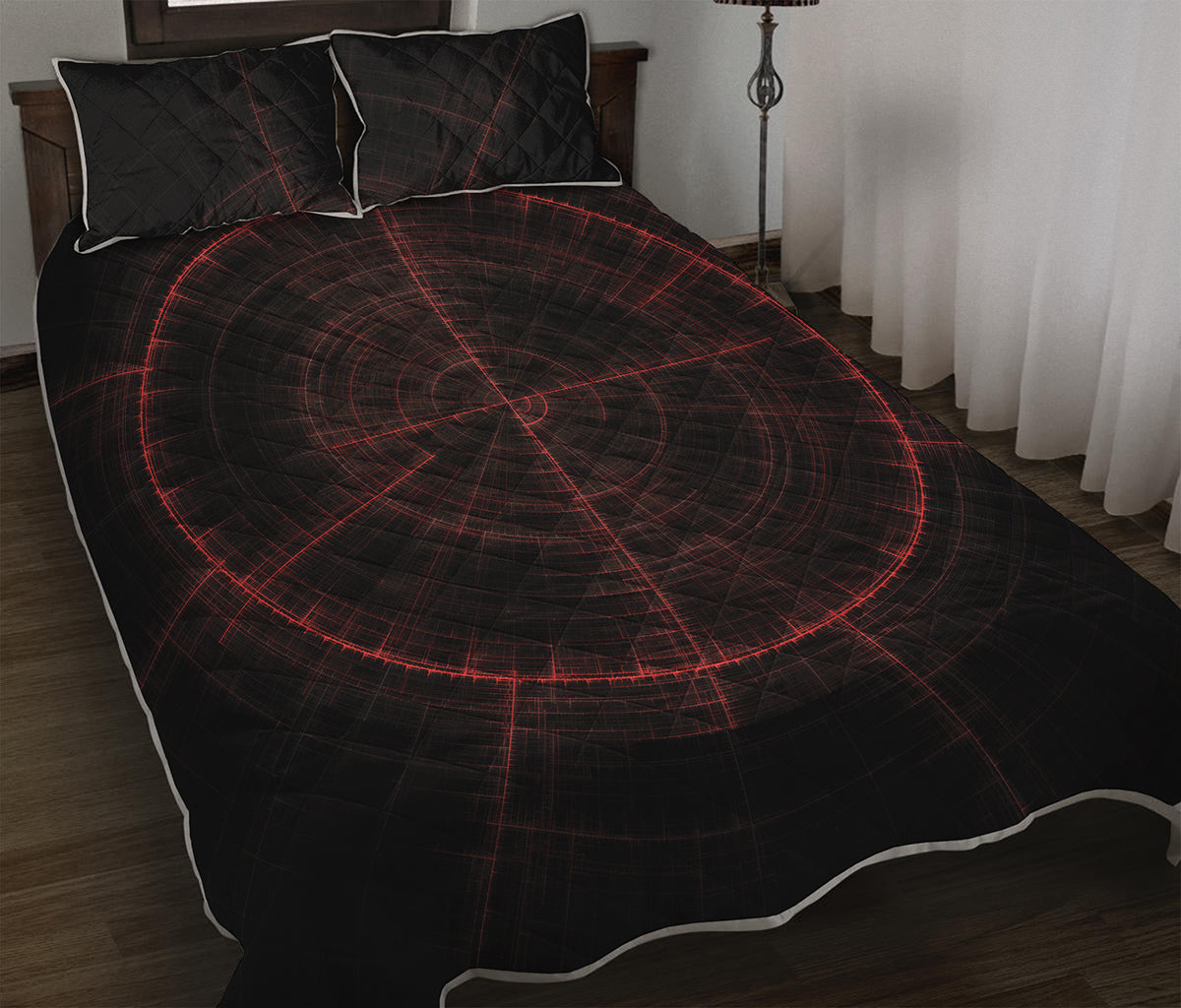 Red Gun Sight Print Quilt Bed Set