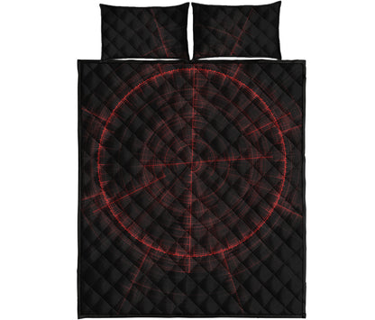 Red Gun Sight Print Quilt Bed Set