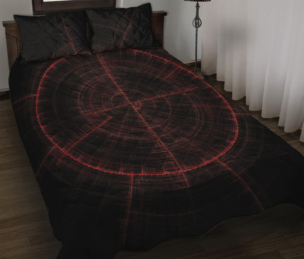 Red Gun Sight Print Quilt Bed Set