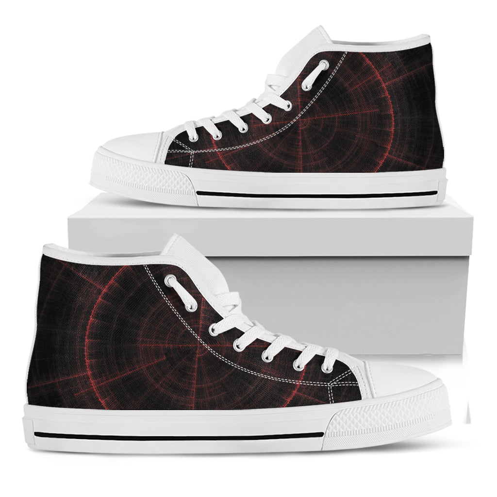 Red Gun Sight Print White High Top Shoes