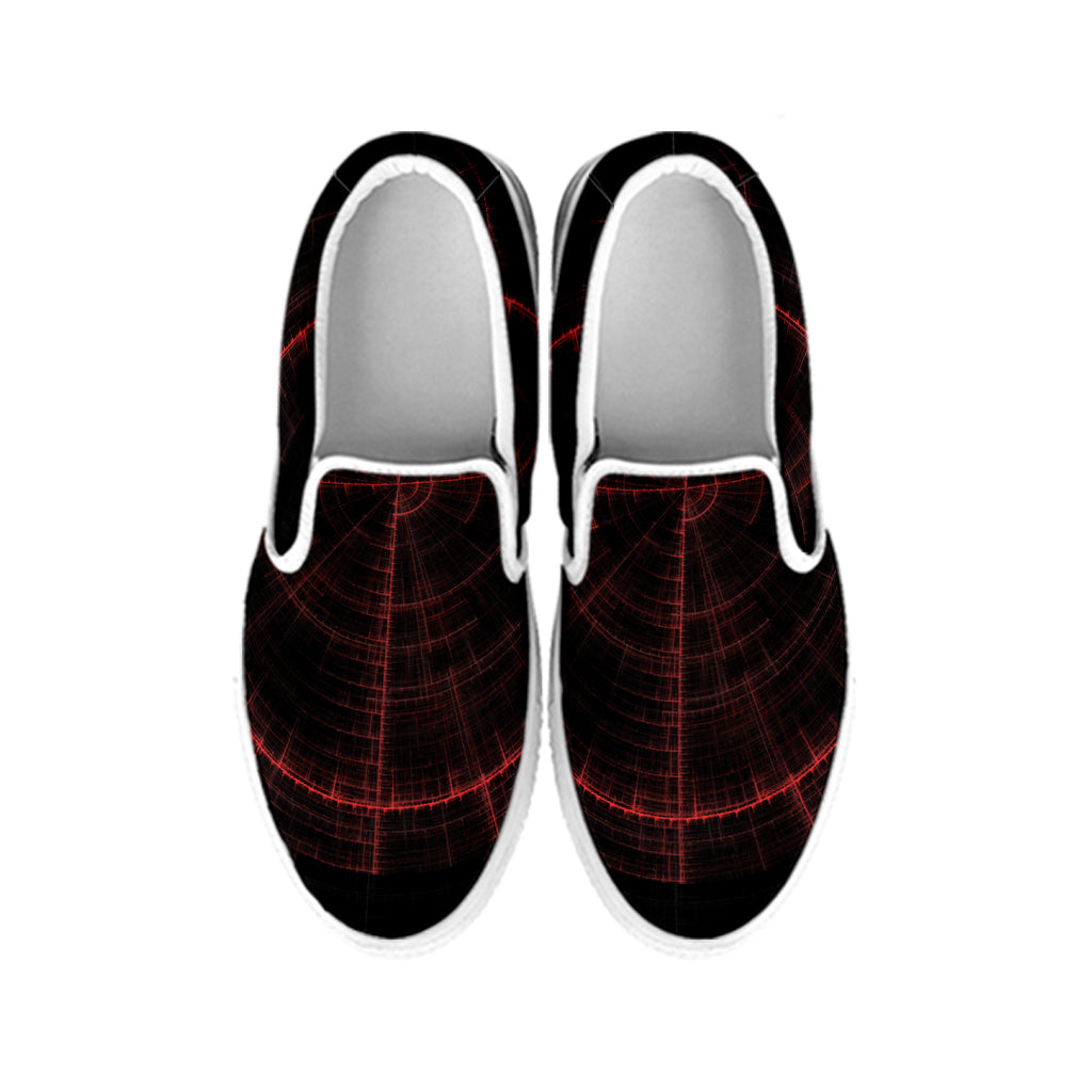 Red Gun Sight Print White Slip On Shoes