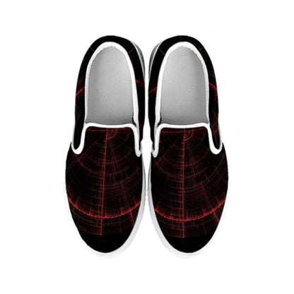 Red Gun Sight Print White Slip On Shoes