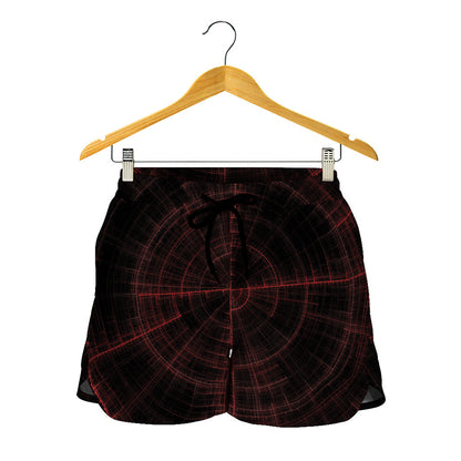 Red Gun Sight Print Women's Shorts