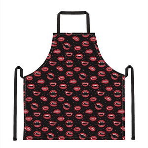 Red Halloween Vampire Lips Pattern Print Apron