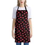 Red Halloween Vampire Lips Pattern Print Apron