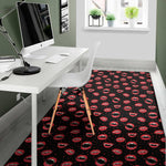 Red Halloween Vampire Lips Pattern Print Area Rug
