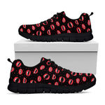 Red Halloween Vampire Lips Pattern Print Black Sneakers
