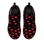 Red Halloween Vampire Lips Pattern Print Black Sneakers