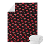 Red Halloween Vampire Lips Pattern Print Blanket