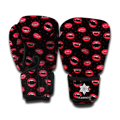 Red Halloween Vampire Lips Pattern Print Boxing Gloves