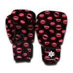 Red Halloween Vampire Lips Pattern Print Boxing Gloves