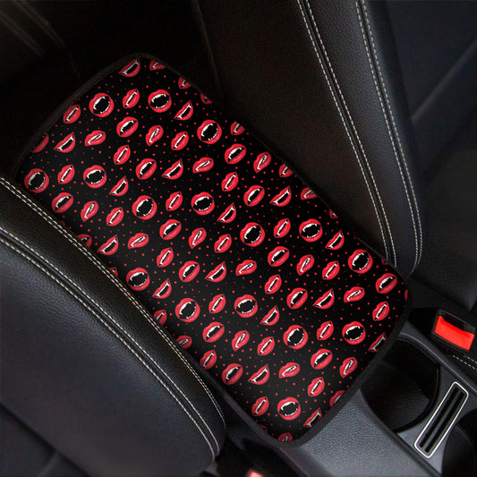 Red Halloween Vampire Lips Pattern Print Car Center Console Cover