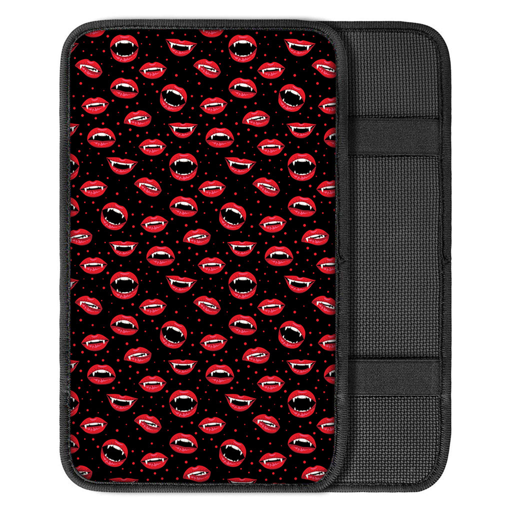 Red Halloween Vampire Lips Pattern Print Car Center Console Cover