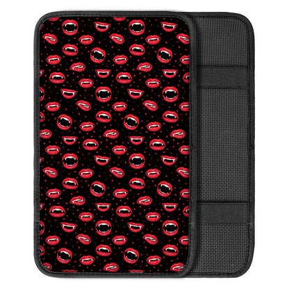 Red Halloween Vampire Lips Pattern Print Car Center Console Cover