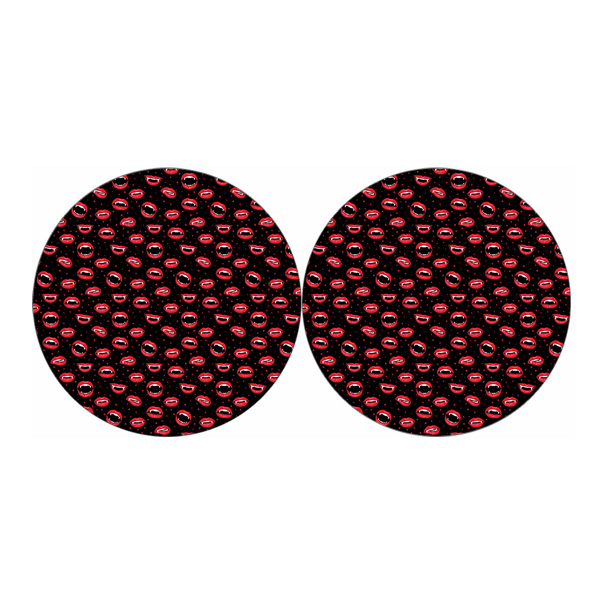 Red Halloween Vampire Lips Pattern Print Car Coasters