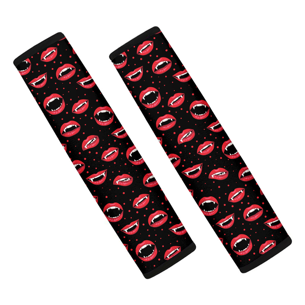 Red Halloween Vampire Lips Pattern Print Car Seat Belt Covers