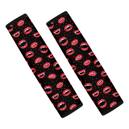 Red Halloween Vampire Lips Pattern Print Car Seat Belt Covers