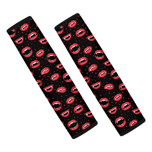 Red Halloween Vampire Lips Pattern Print Car Seat Belt Covers