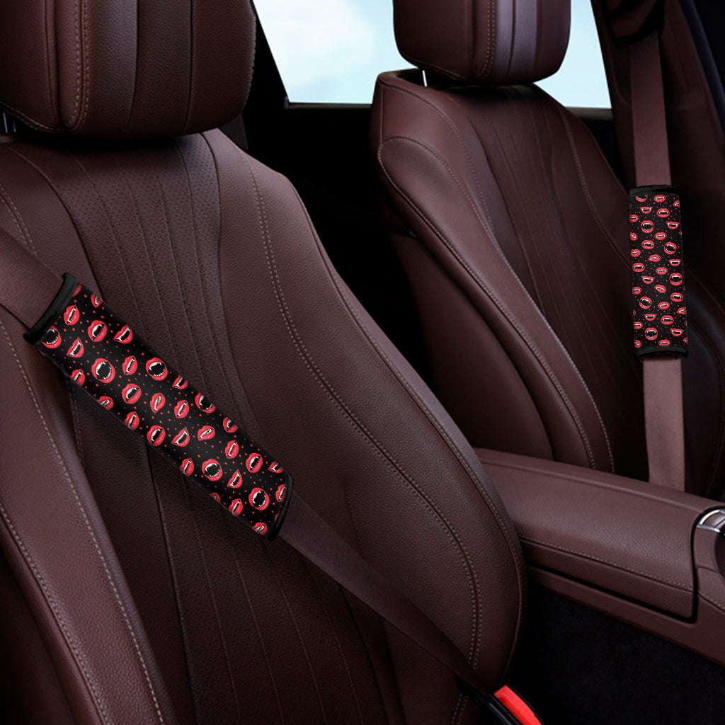 Red Halloween Vampire Lips Pattern Print Car Seat Belt Covers