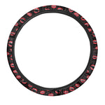 Red Halloween Vampire Lips Pattern Print Car Steering Wheel Cover